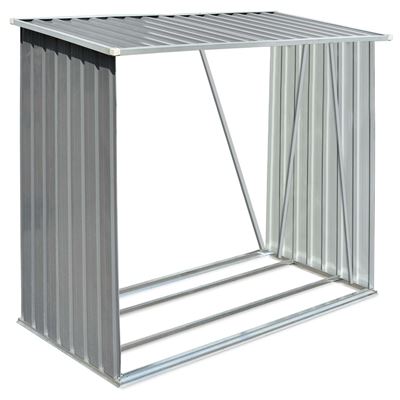 Casetilla Para Leña Acero Galvanizado Gris 163x83x154 Cm Vidaxl