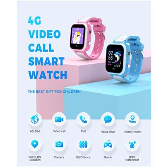 Reloj Inteligente Smartwatch Infantil Táctil Tarjeta Sim Rosa