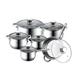 Juego De Utensilios cocina line acero inoxidable 12 piezas bateria ollas royaltyline gas