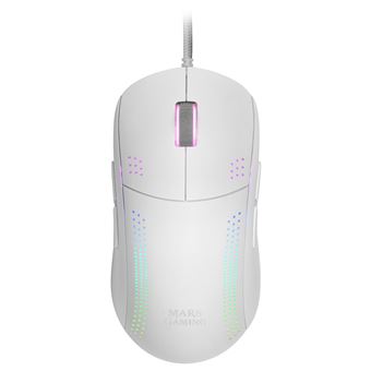 Ratón Ambidiestro Mars Gaming MMPROW Blanco, Ultra-Ligero, RGB Chroma, Óptico 32K DPI - 1