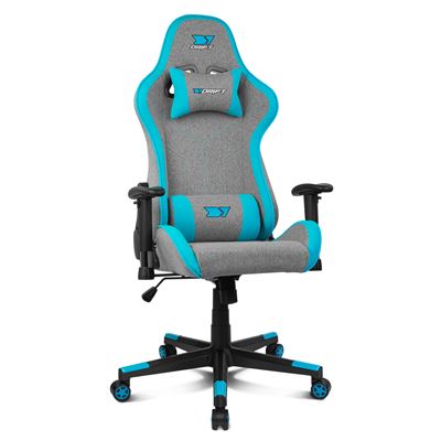Silla Gaming Drift Gaming Dr90 Tejido Fabric Transpirable, Reposabrazos 2d Acolchado, Cojin Lumbar/cervical, Gris/azul