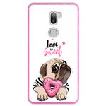 Hapdey Funda Rosa para Xiaomi Mi5s Plus - Mi 5s Plus, Diseño Adorable cachorro Pug con una rosquilla rosada