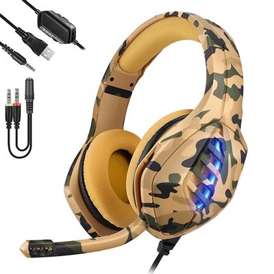 Auriculares Gaming Ultra-flexible Premium Con Luces Con Micro Dam J1 Camuflaje Marrón