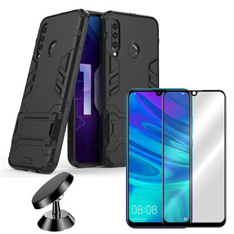Kit Cristal Templado 5D Full Cover + Funda 3X1 Military Defender + Soporte Magnético Coche Huawei Honor 20 Lite - 1