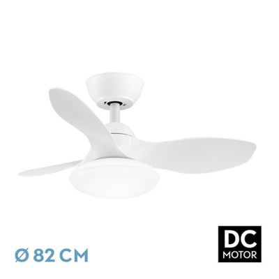Ventilador De Techo Fabrilamp Led Páramo Regulable Con Control Remoto 36w 3cct 2880lm Ip20 Ø82cm Blanco
