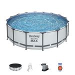 Piscina Desmontable Tubular Bestway Steel Pro Max 488x122 cm con Depuradora Cartucho 5.678 L/H Cobertor y Escalera