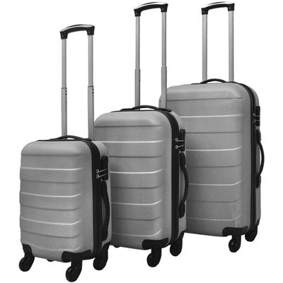 Set Trolley Maleta Rígida Tres Uds. Plateado