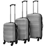 Conjunto De 3 maletas vidaxl plateado 45.5x30x20 cm set trolley
