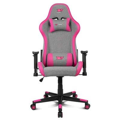 Silla Gaming Drift Gaming Dr90 Tejido Fabric Transpirable, Reposabrazos 2d Acolchado, Cojin Lumbar/cervical, Gris/rosa