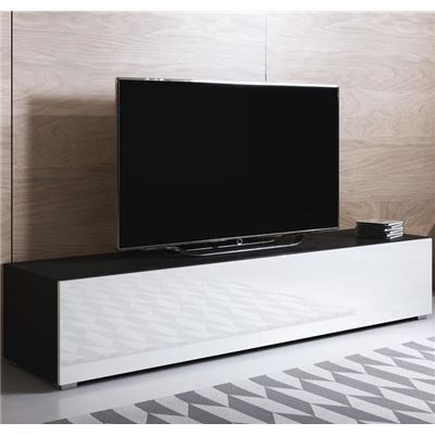 Mueble Tv Modelo Luke H2 160x32cm Negro Y Blanco Con Patas Estándar
