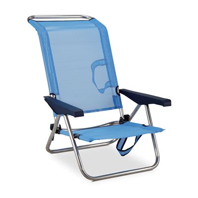 Silla Playera-Cama 4 Posiciones Solenny Azul con Asas