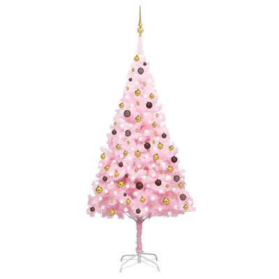 Set de árbol de Navidad artificial con LED y bolas vidaXL rosa 240 cm