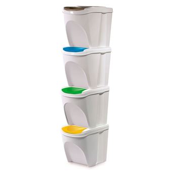 Juego de 4 cubos de basura / reciclaje 120L (2x35L y 2x25L) Prosperplast  Sortibox de plastico en color gris, antracita o blanco