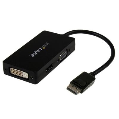 Startech.com Adaptador Conversor Displayport A Vga Dvi O Hdmi - Convertidor A/V 3 En 1 Para Viajes