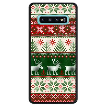 Funda Negra Hapdey para Samsung Galaxy S10 Plus, Diseño Abstracto, patrón de navidad, feliz año nuevo, Flexible TPU - 1