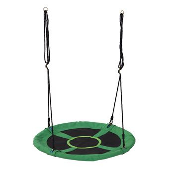 Columpio Nido Infantil Columpio de Árbol Forma Redonda Columpio para Niños Carga 100kg Jardín Exterior al Aire Libre Asiento Cómodo Tela de Oxford Negro y Verde