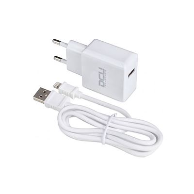 Cargador Pared 5v 2.4a + Cable Conector USB a Lightning Dcu Blanco Para Apple 1m