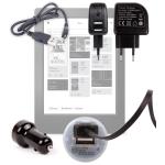 Pack Con Cargadores Para Kobo Aura H20 - Incluye Cargador Para El Coche + Cargador Europeo De Pared + Cable De Sincronización De Datos Por DURAGADGET