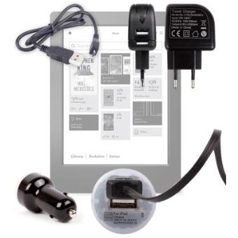 Pack Con Cargadores Para Kobo Aura H20 - Incluye Cargador Para El Coche + Cargador Europeo De Pared + Cable De Sincronización De Datos Por DURAGADGET