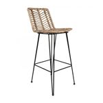 Icons Corner Taburete de bar malawi en rattan con estrutura metal