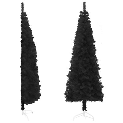 Medio árbol de Navidad artificial con soporte vidaXL negro 120cm