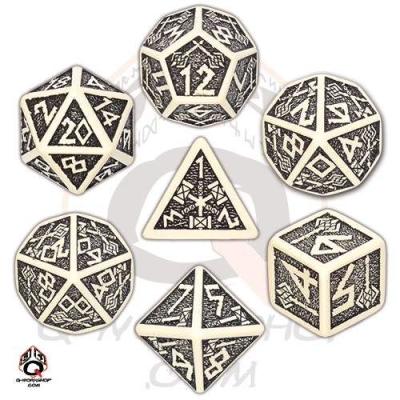 Dados Q-workshop Set De 7: Dwarven Beige-black