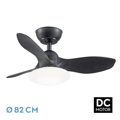 Ventilador De Techo Fabrilamp Led Páramo Regulable Con Control Remoto 36w 3cct 2880lm Ip20 Ø82cm Negro