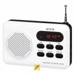 Ices IMPR-112 Portátil Color blanco - Radio (Ión de litio, Portátil, LED, FM, USB, Rojo)