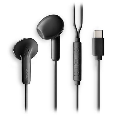 Auriculares De Botón Con Micrófono Ngs Cross Glide Black Usb C Cable 1,2 Negro