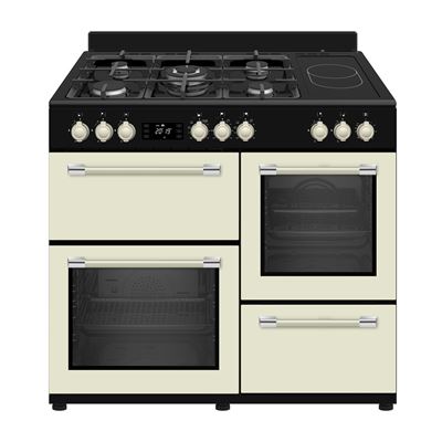 Cocina Gas+vitro Solthermic Range Cooker 5+2 Fuegos 3 Hornos Eléctricos 100x60 Crema