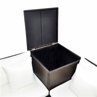 VidaXL Caja de almacenaje jardín con cojín de asiento PP marrón