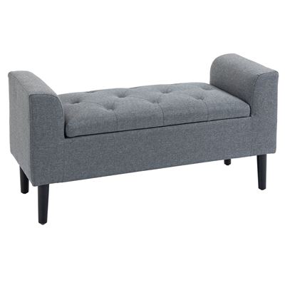 Banco pie de cama con almacenaje Homcom 116x44x58cm gris