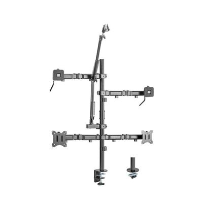 Soporte De Escritorio Kimex 015-3002 Para 2 Monitores + Luz + Cámara Y Micrófono