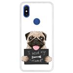 Funda Transparente para Xiaomi Mi Mix 3 - Mi Mix 3 5G, Diseño Cachorro pug con cartel, necesito mi recompensa, Silicona Flexible TPU