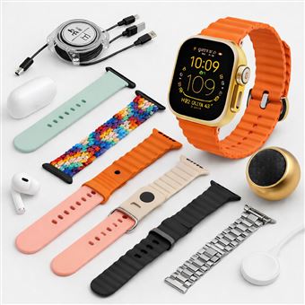Pack Klack SmartWatch H92 Ultra3 – Pantalla Infinite Display 2.3”, 7 Correas, Auriculares Bluetooth, Altavoz y Cargadores Incluidos Dorado - 1