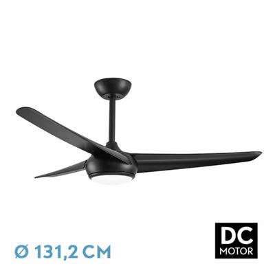 Ventilador De Techo Fabrilamp Led Patras Regulable Con Control Remoto 24w 3cct 2424lm Ip20 Ø132cm Negro