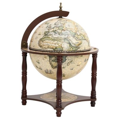 Botellero Globo Terráqueo Vidaxl Madera Maciza Eucalipto Marrón 3,46kg