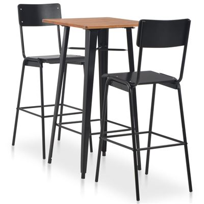 Vidaxl Negro Conjunto De Mesa Alta Y Taburetes 3 Piezas Acero