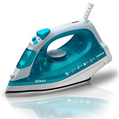 Plancha Eléctrica De Vapor Sogo 2000w - Suela De Cerámica, Función Auto-limpieza