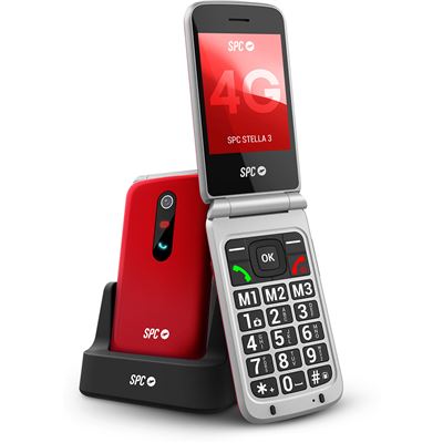 Teléfono Móvil Para Mayores Spc Stella 3, 4g, Teclas Xl, Sos, Configuración Remota - Rojo