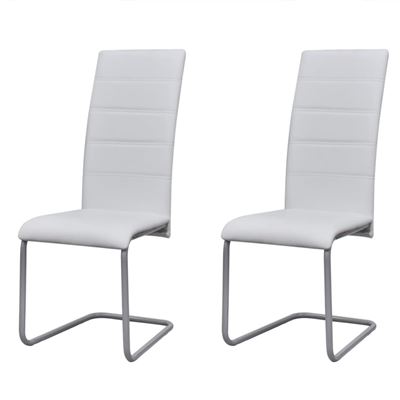 Vidaxl Blanco Sillas De Comedor 2 Unidades Cuero Sintético
