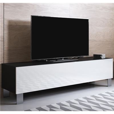 Mueble Tv Modelo Luke H2 160x42cm Negro Y Blanco Con Patas De Aluminio
