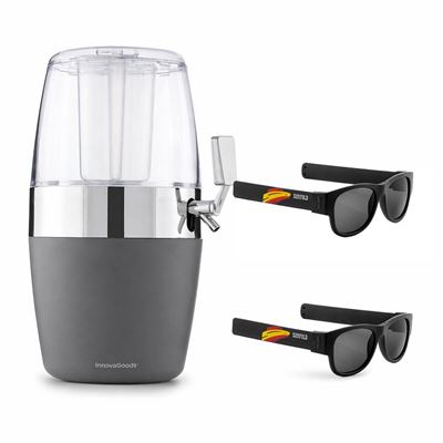 Pack Dispensador De Bebidas Refrigerante Innovagoods 4 L Y 2 Unidades Gafas De Sol Enrollables Sunfold Spain Black