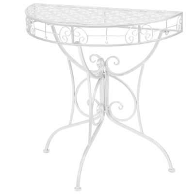 Mesa auxiliar vidaXL vintage metal semicircular 72x36x74 cm plateada
