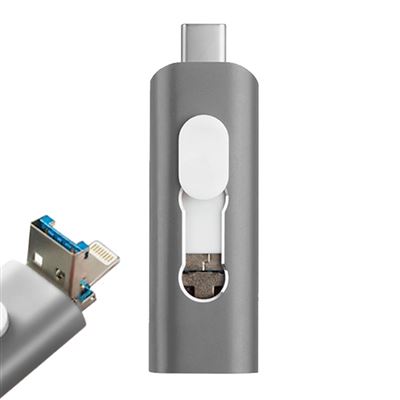 Cool Gris Pen Drive X Usb 128 Gb (3 En 1) Lightning / Tipo-C / Micro-Usb