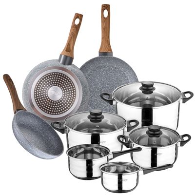 Batería 8pcs San Ignacio Toledo con Set Sartenes 18/20/24cm Acero Inox