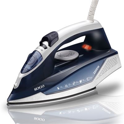 Plancha Eléctrica De Vapor Sogo 2200w - Suela De Cerámica Antiadherente, Aticalcáreo