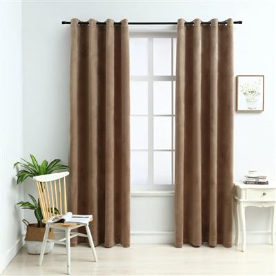 Cortinas Opacas Con Anillas 2 Uds Terciopelo Crema 140x225 Cm