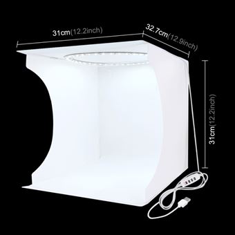 Caja de fotos plegable Kit de estudio portátil 12 colores de fondo LED  regulable Fotografía Caja de luz 9.8 in Equipo de accesorios para fotos