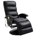 Sillón de masaje reclinable para TV cuero sintético negro